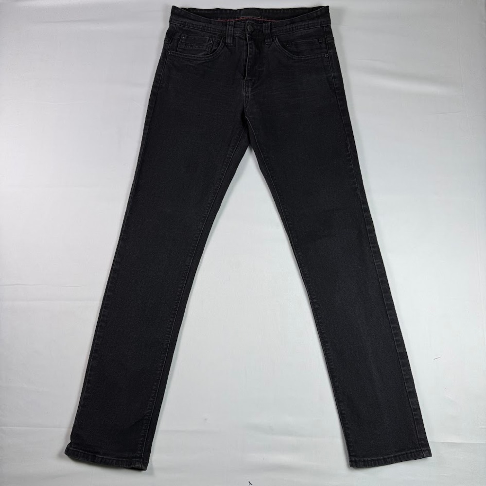 Steves Jeans Mens 30x32 Slim Fit Black Denim Stretch Pants Five Pocket Zip Fly